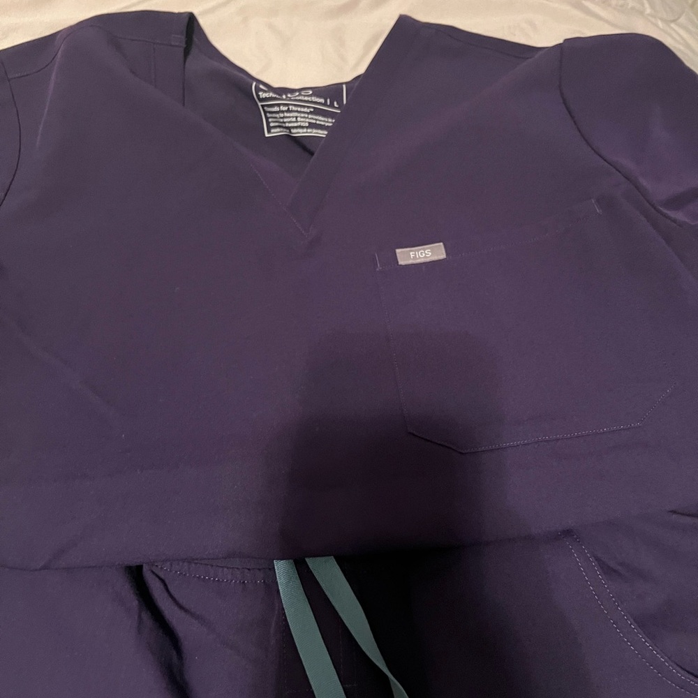 Figs Deep Purple V-Neck Scrub Top